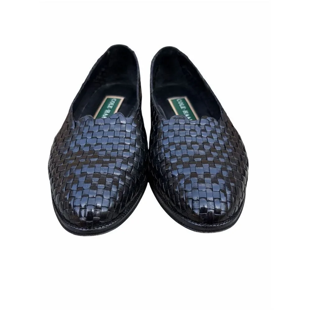 Cole Haan Bremen Black Leather Weave Loafers/Flats 5.5 Shoes Classic Preppy